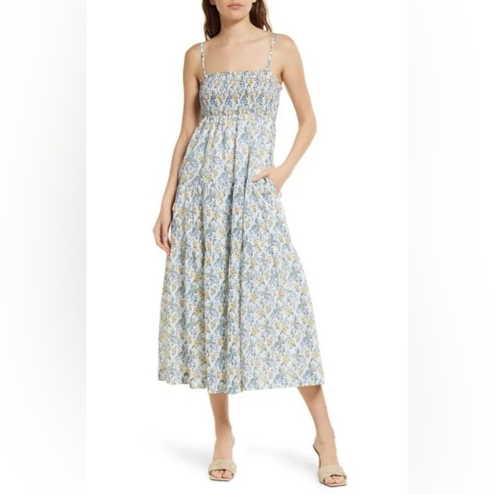 EN SAISON Maeve Smocked Floral Cotton Sundress Size L